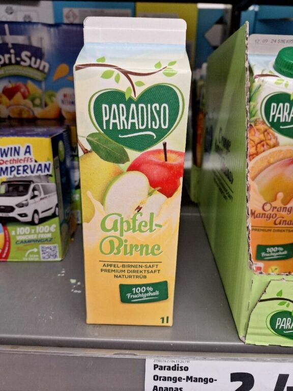 PARADISO apfel-Birne 100 % Fruchtgehalt VEGAN 1 l