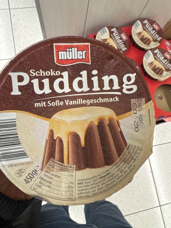 Müller Schoko-Pudding mit Soße-Vanillegeschmack 450 g