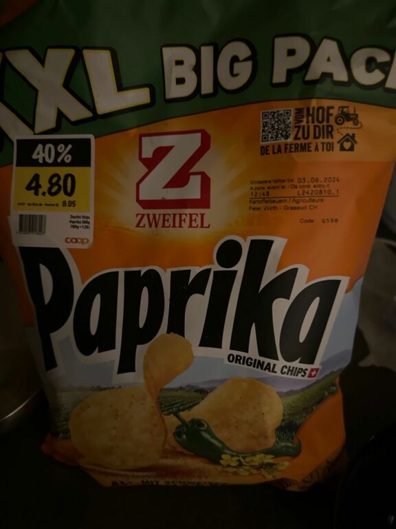 Zweifel XXL BIG PACK Paprika ORIGINAL CHIPS 380 g